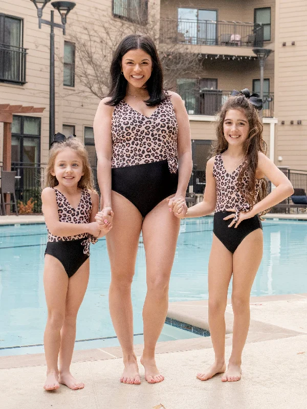 Mom & Me Asymmetrical Leopard Swimsuit