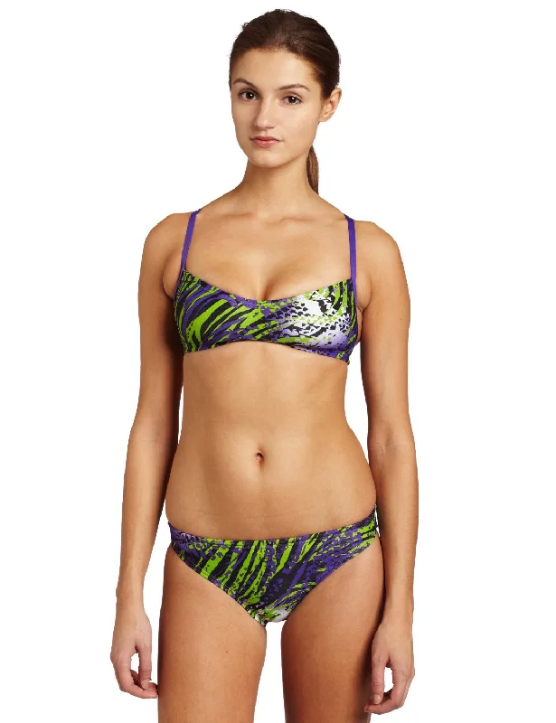 Speedo Womens Flipturns Jungle Punch Endurance Lite Clip Back 2 Piece Swimsuit